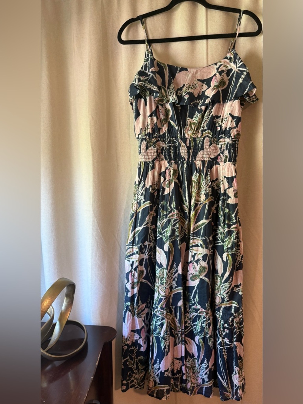 Vineyard Vines Navy Dress with Pink Floral Print